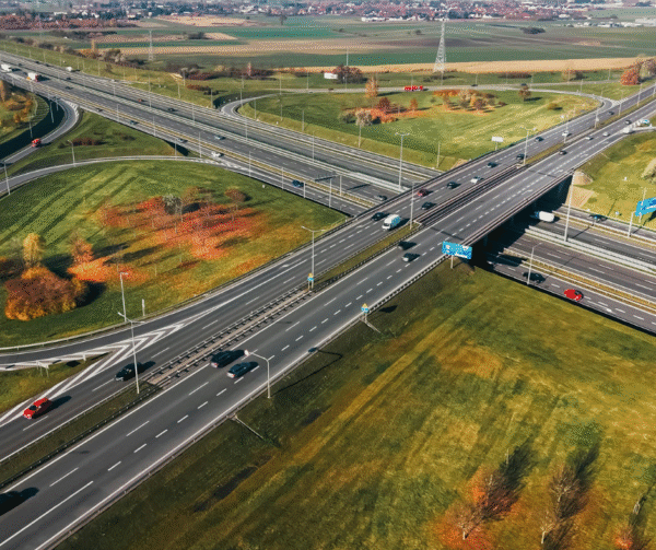 Widok na autostradę z lotu ptaka